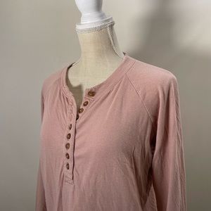 Faherty Dusty Rose Long Sleeve Henley Top